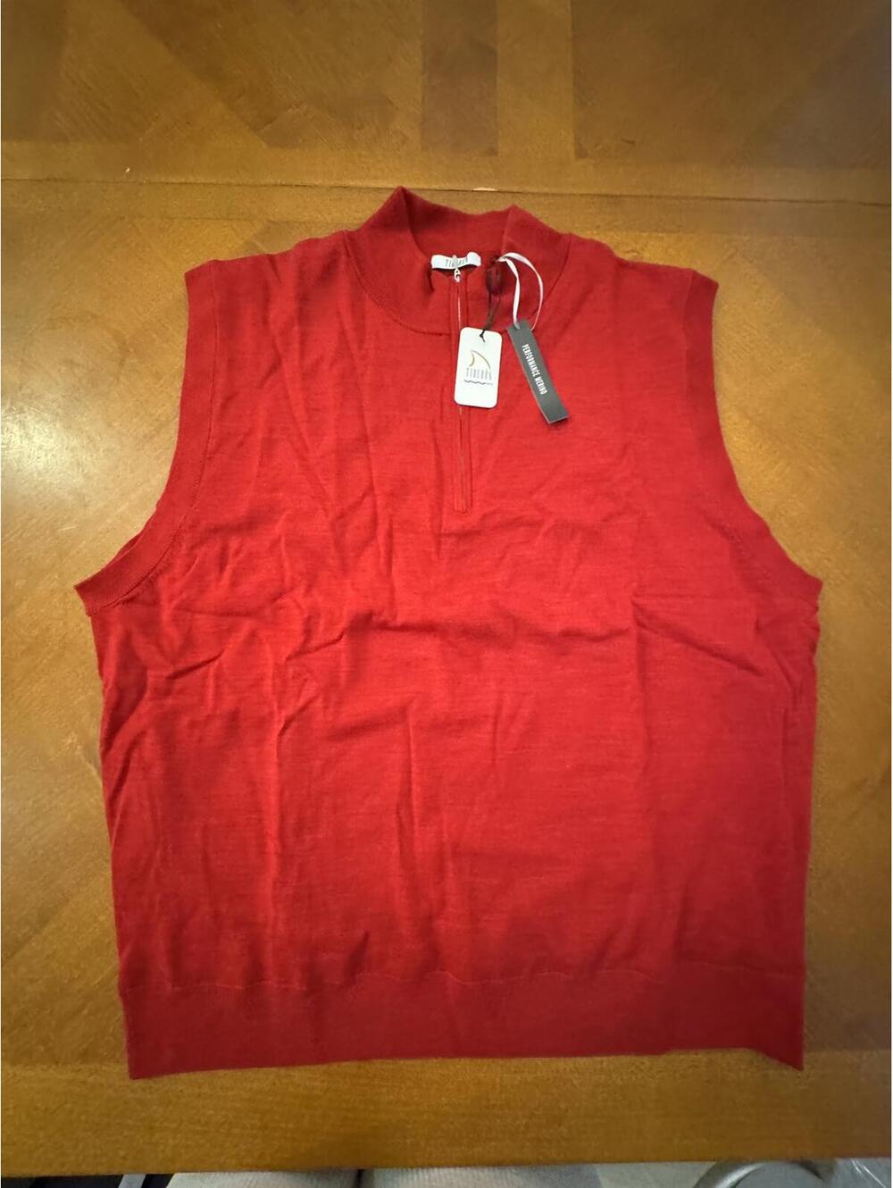 Tiburon Red Sleeveless Merino Wool Sweater Vest XXL 11-114